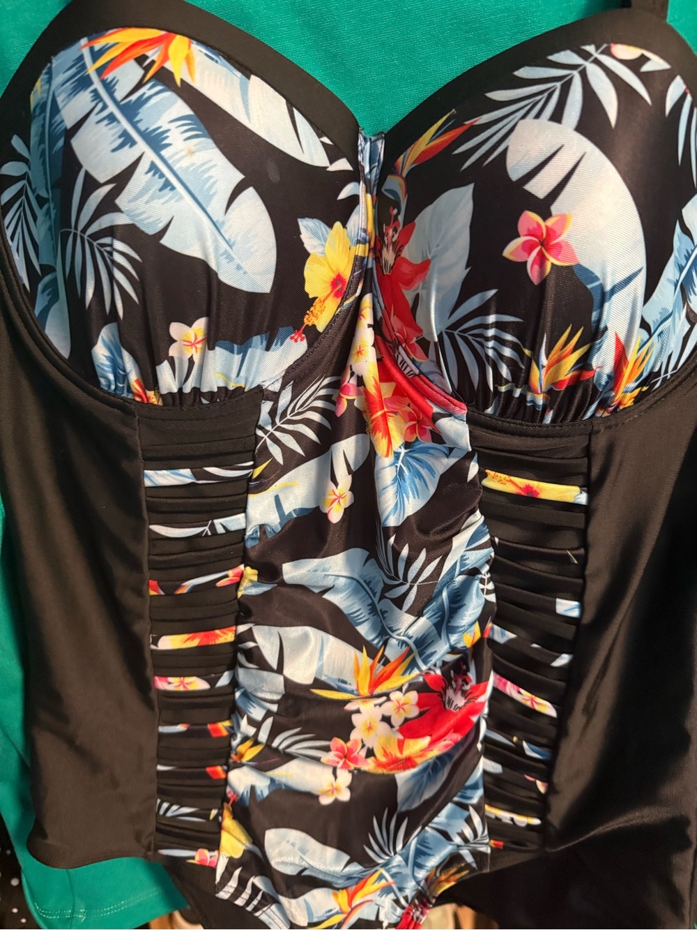 torrid Black Tropical Floral One-Piece Swim